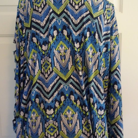 Alfred Dunner Plus Size XL Geometric Tunic Top-New-Sleeve Open Cutwork - Picture 6 of 9